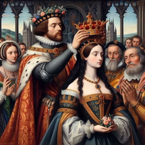king crowning  beloved medieval romance virgin mary art