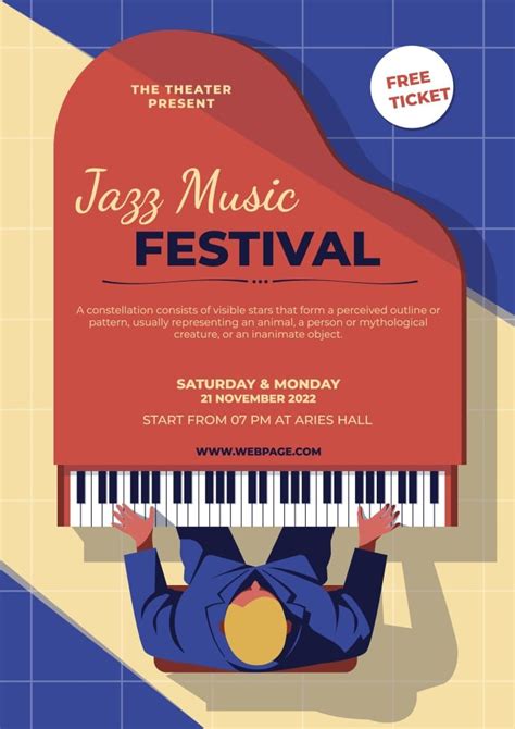 Free Hand Drawn Jazz Piano Concert Poster Template