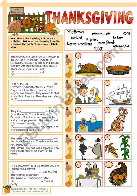 Thanksgiving Esl Worksheet By Tecus Worksheets Library