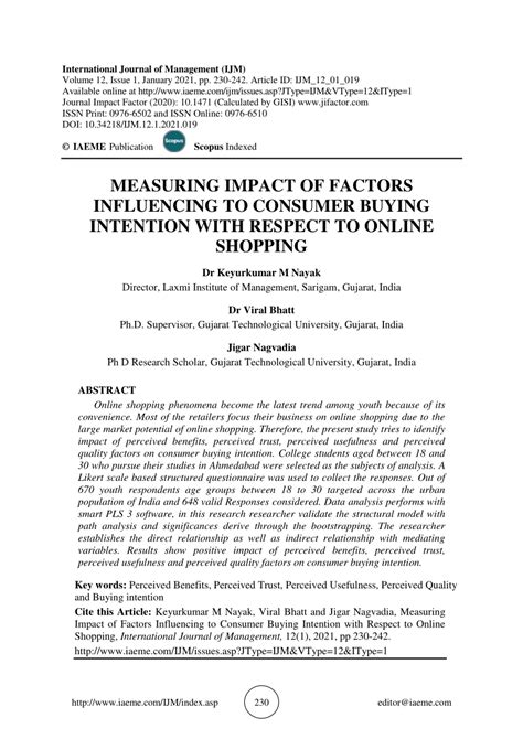 Pdf Measuring Impact Of Factors Influencing To Consumer Buying