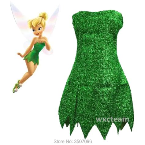 Pixie Fairy Cosplay Costume Tinker Bell Green Dress Tinkerbell Halloween Party Sexy Cosplay Mini