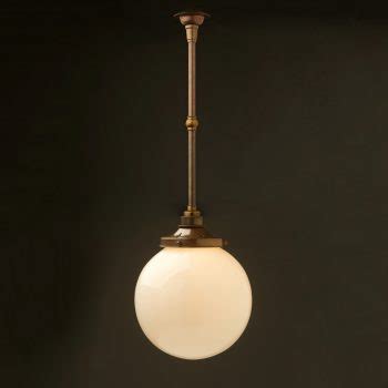 Mm Opal Glass Spherical Brass Fixed Rod Light