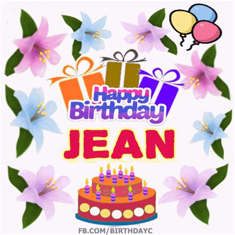 Happy Birthday JEAN cake gif - HBDAY.ART