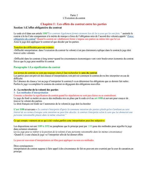 Partie 2 l execution du contrat Partie 2 LExécution du contrat