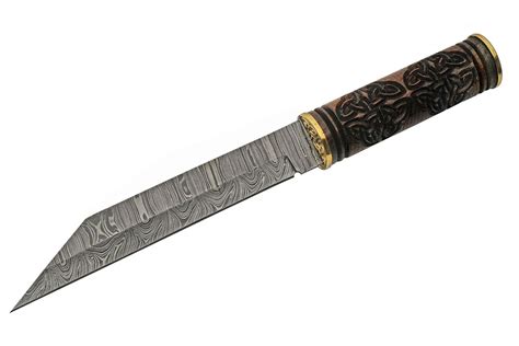 Seax Fixed Blade Knife Damascus Steel Blade Anglo Saxon Celt