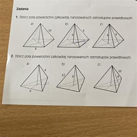 Oblicz Pola Powierzchni Ca Kowitej Narysowanych Ostrostup W