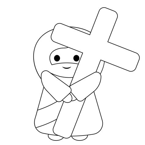 Cute God Jesus Christ Holds The Cross In Black And White 25535234