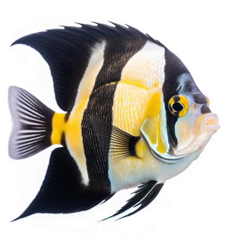 Premium Photo | A fish with a black and white striped body and yellow stripes.