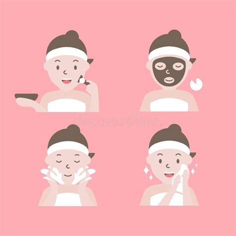 Steps Of Face Massage Vector Stock Vector Illustration Of Beauty