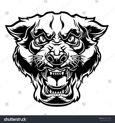 Angry Panther Head Vector Illustration Use เวกเตอร์สต็อก ปลอดค่า