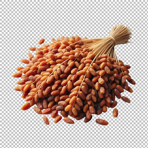 Сухие финики, изолированные на прозрачном фоне, арабская еда премиум ...