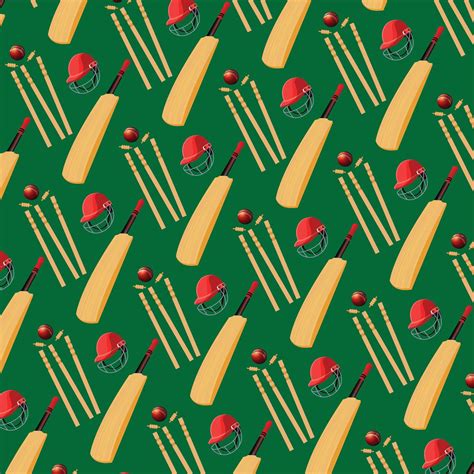 Sport Pattern Cricket Retro Background Pattern Of Cricketer Accessories