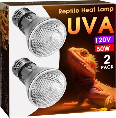 Amazon Reptile Heat Bulb 2 Pack 50W UVA Reptile Light Bulbs