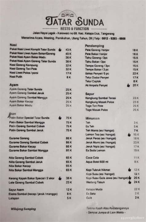 Selalu Diperbarui Menu Tatar Sunda Gading Serpong Tangerang