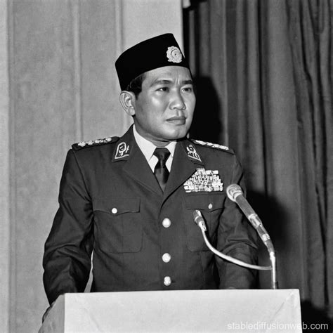 Soekarno Speaking On Podium Stable Diffusion Online