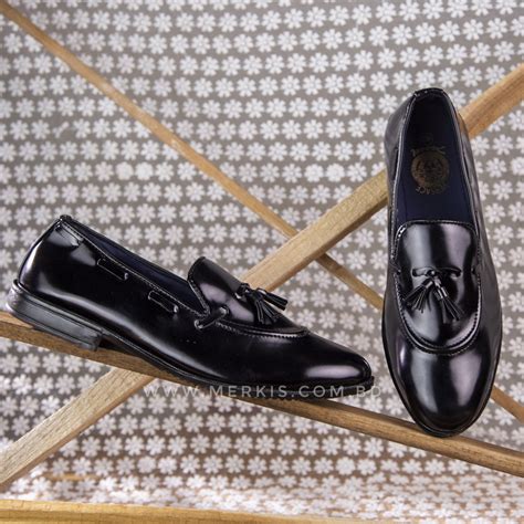 Artificial Leather Black Tassel Loafers for men bd | -Merkis.com.bd