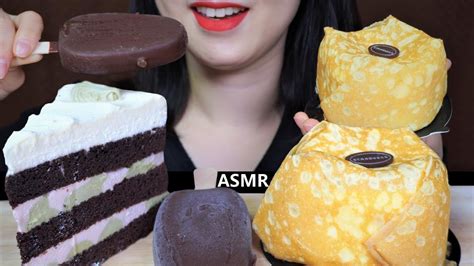 Asmr 스타벅스 케이크 초콜릿 딸기 체커스 케익 크레이프 치즈 케이크 끌레도르 아이스크림 Starbucks Cake