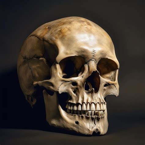 Premium Ai Image Realistic Human Skull On A Simple Background