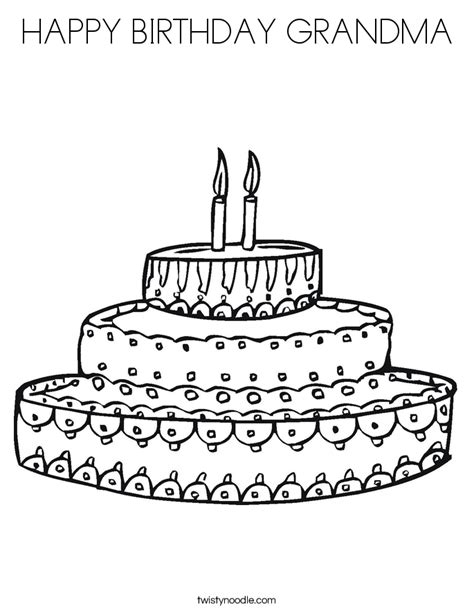 Happy Birthday Grandma Coloring Page Twisty Noodle