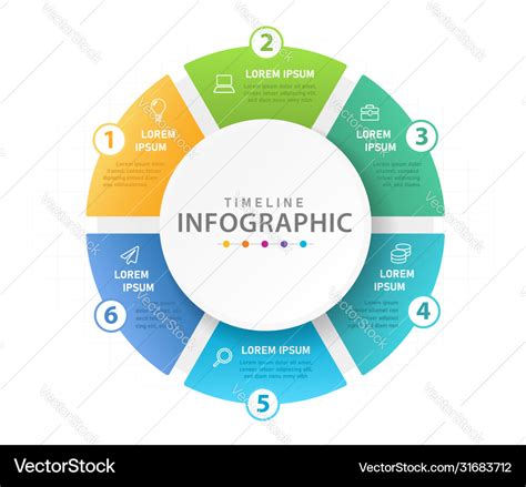 Infographic 6 Steps Mindmap Diagram With Pie Chart