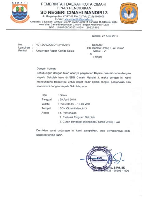 surat undangan komite sekolah