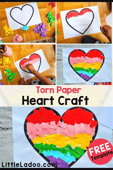 Torn Paper Heart Craft Heart Crafts Heart Crafts Preschool Heart