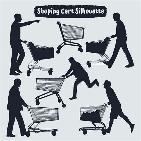 Man Pushing Shopping Cart Silhouette 15774270 Vector Art At Vecteezy