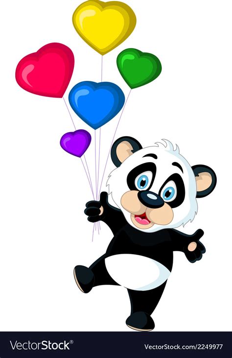 Cute Panda Cartoon Holding Balloon Royalty Free Vector Image