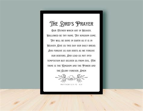 The Lords Prayer Matthew Kjv Bible Verse Wall Art Etsy Australia