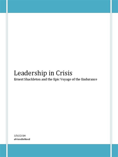 Shackleton-Leadership in Crisis - Final Draft | PDF | Ernest Shackleton ...