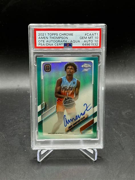 2021 Topps Chrome OTE Amen Thompson 99 Aqua Rookie RC Auto PSA 10 AUTO