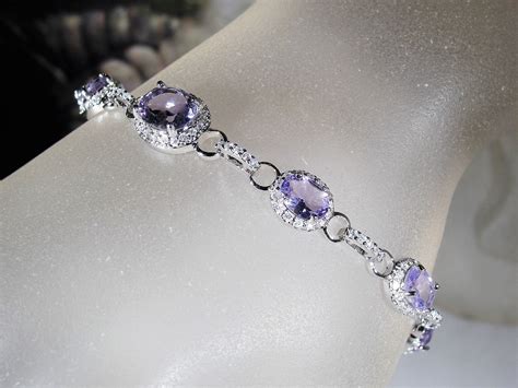 Amethyst Bracelet Genuine Purple Amethyst And Cubic Zirconia Accented