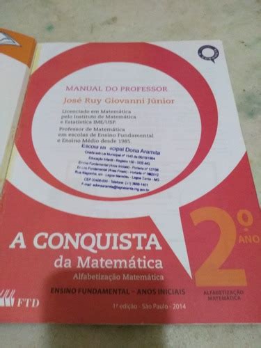 Livro A Conquista Da Matemática 2o Ano Professor Ftd Mercadolivre