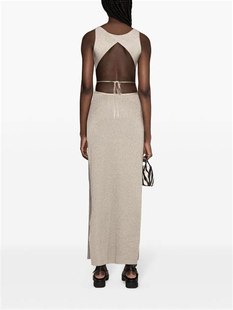 Tom Ford Open Back Knitted Maxi Dress Silver Farfetch