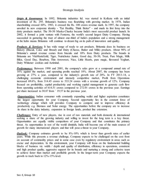 Strategic analysis on britannia | DOCX