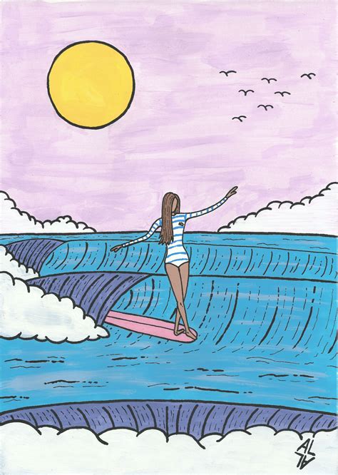 GIRL SEA Surf Illustration By Lorenzo Arzani Surf Drawing Surf