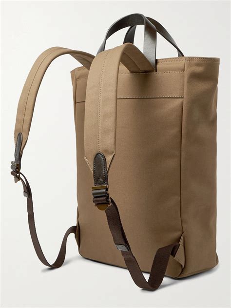 Polo Ralph Lauren Leather Trimmed Canvas Backpack Brown Polo Ralph