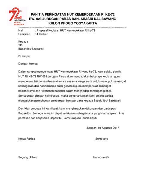 Contoh Proposal Hut Ri Ke 72