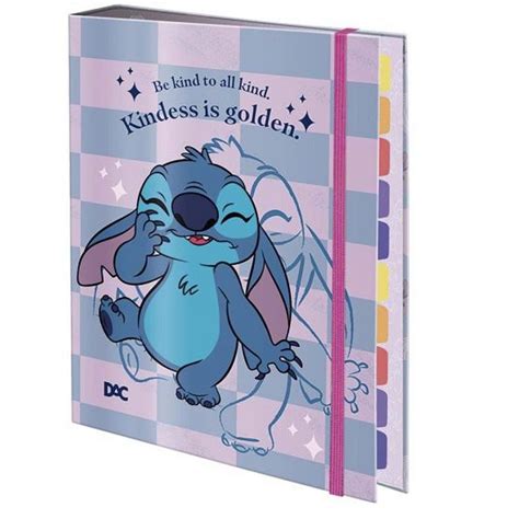 Fichário Colegial Elástico Stitch Dac Divisórias e 48 Folhas