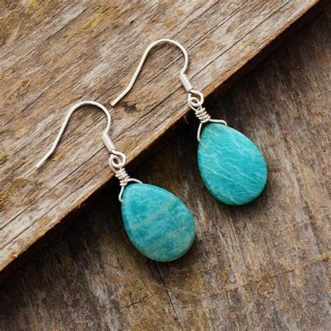 Boucles D Oreilles Pierre Naturelle En Amazonite Chakras Shop