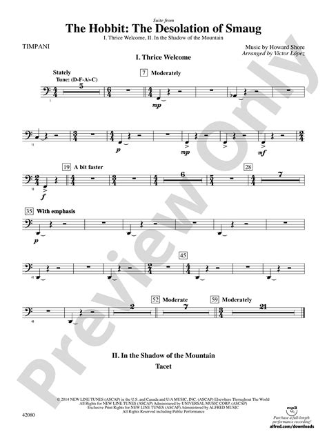 Suite From The Hobbit The Desolation Of Smaug Timpani Timpani Part