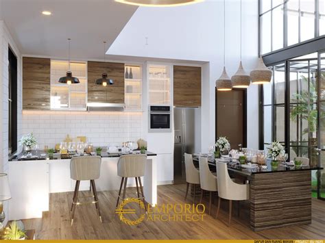 Desain Ruang Makan Dan Dapur Rumah Modern Industrial 3 Lantai Ibu Indri