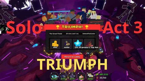 Solo Easy Act Triumph With Normal Towers Tower Defense Simulator