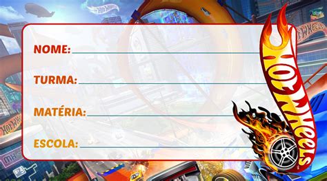 Etiqueta Escolar Hot Wheels Imagem Legal