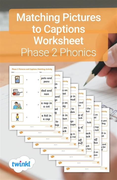 Matching Pictures To Captions Worksheet Phase 2 Phonics Phase 2