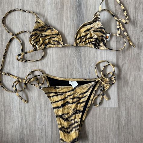 Tropic Of C Tiger Print Bikini With Tie Straps Depop