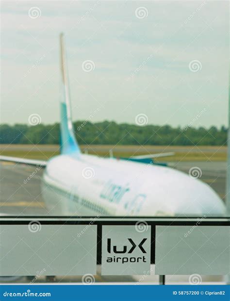 Airplane in Luxembourg Airport Editorial Image - Image of technology