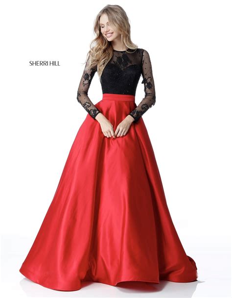 Sherri Hill 51586 Long Sleeve Lace Taffeta Ball Gown | Prom dresses