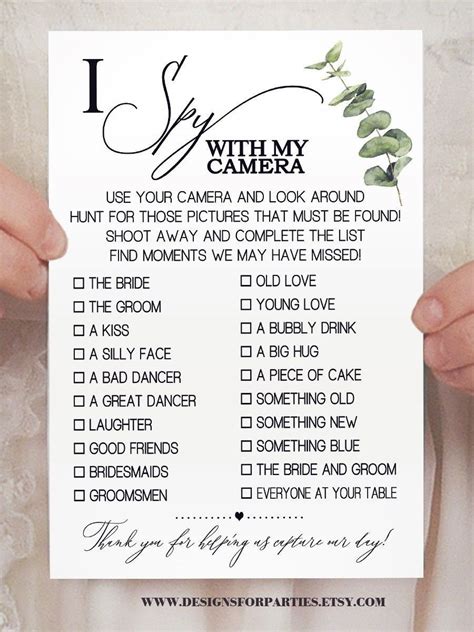 I Spy Wedding Game Template Free