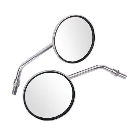 Pair Round Chrome Motorcycle Mirrors M Mm Thread Rear Side View